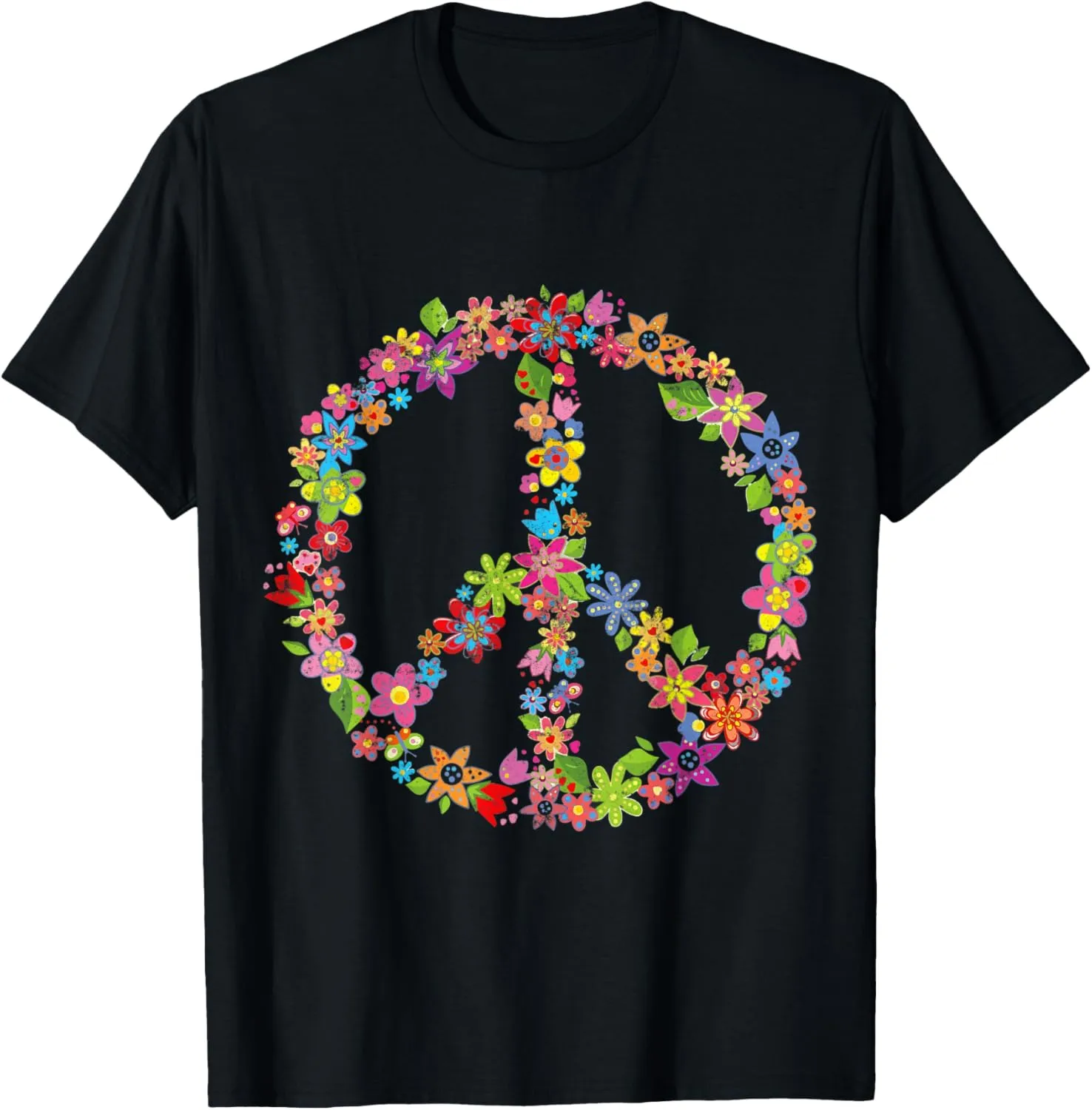 Bohemian Gypsy Boho Chic Travel Gifts Floral Peace Sign T-Shirt