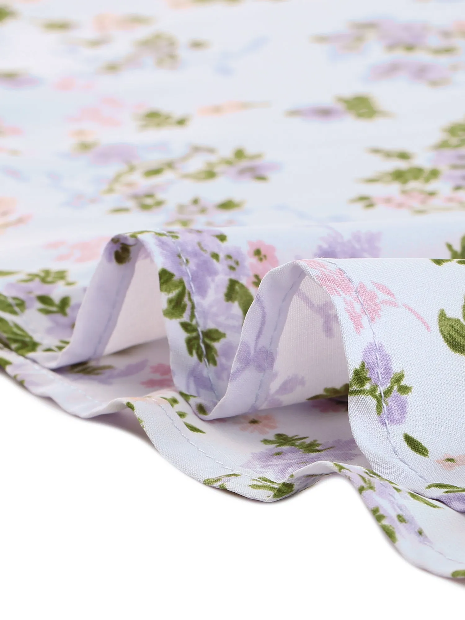 Boho Crossover V Neck Petal Sleeve Belted Floral Flowy Dress