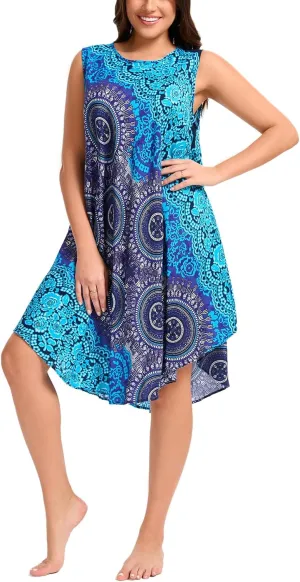 Boho Dresses for Women,Sleeveless Tank Dress Beach Vacation Outfits