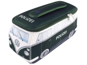 BRISA VW Collection - Volkswagen Neoprene Universal Makeup Cosmetics Toiletry Travel Pharmacy Bag in T1 Bus Design (Police/Green) (Small (9.1 x 4.3 x 3.1 inches))