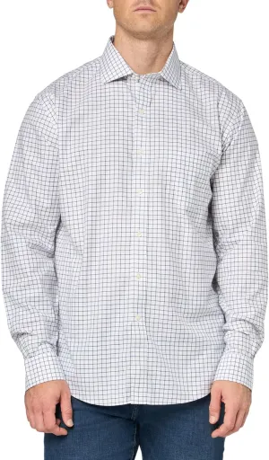 Brooks Brothers Men's Stretch Supima Cotton Non-Iron Herringbone English Collar Long Sleeve Dress Shirt