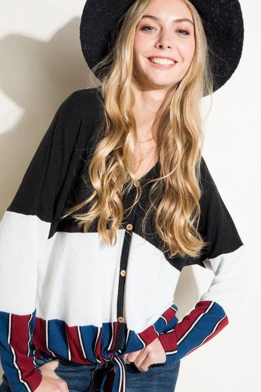 BRUSHED HACCI STRIPE PRINT AND SOLID MIXED CASUAL