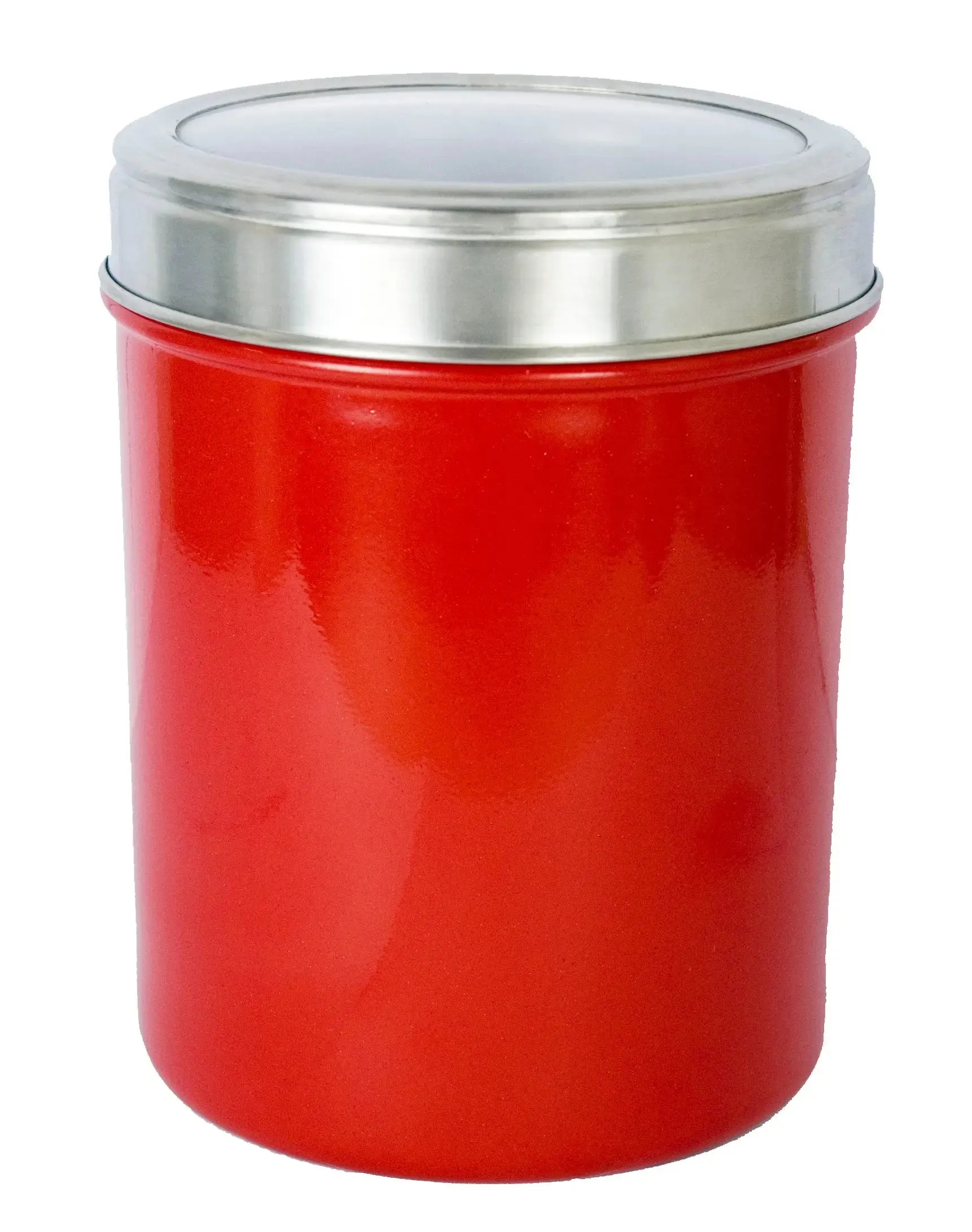 Buckingham Stainless Steel Set Storage Tea Coffee Sugar Canisters with Cut-Out Acrylic Lid, 13 cm Red