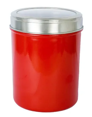 Buckingham Stainless Steel Set Storage Tea Coffee Sugar Canisters with Cut-Out Acrylic Lid, 13 cm Red