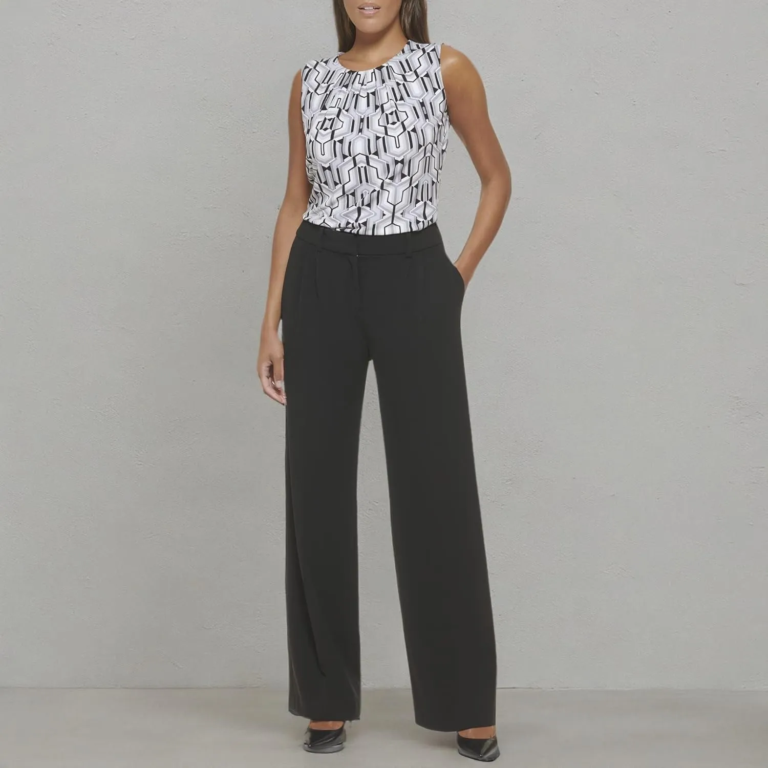 Calvin Klein Women's Zipper Fly Stretch Wear to Work Suits Pant