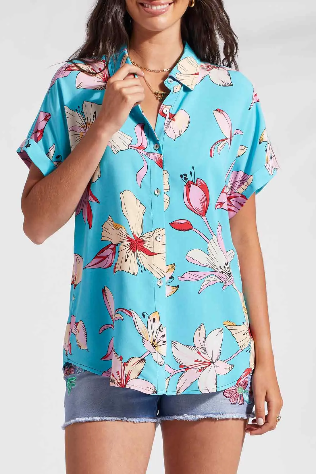 Cap Sleeve Cover Up Shirt