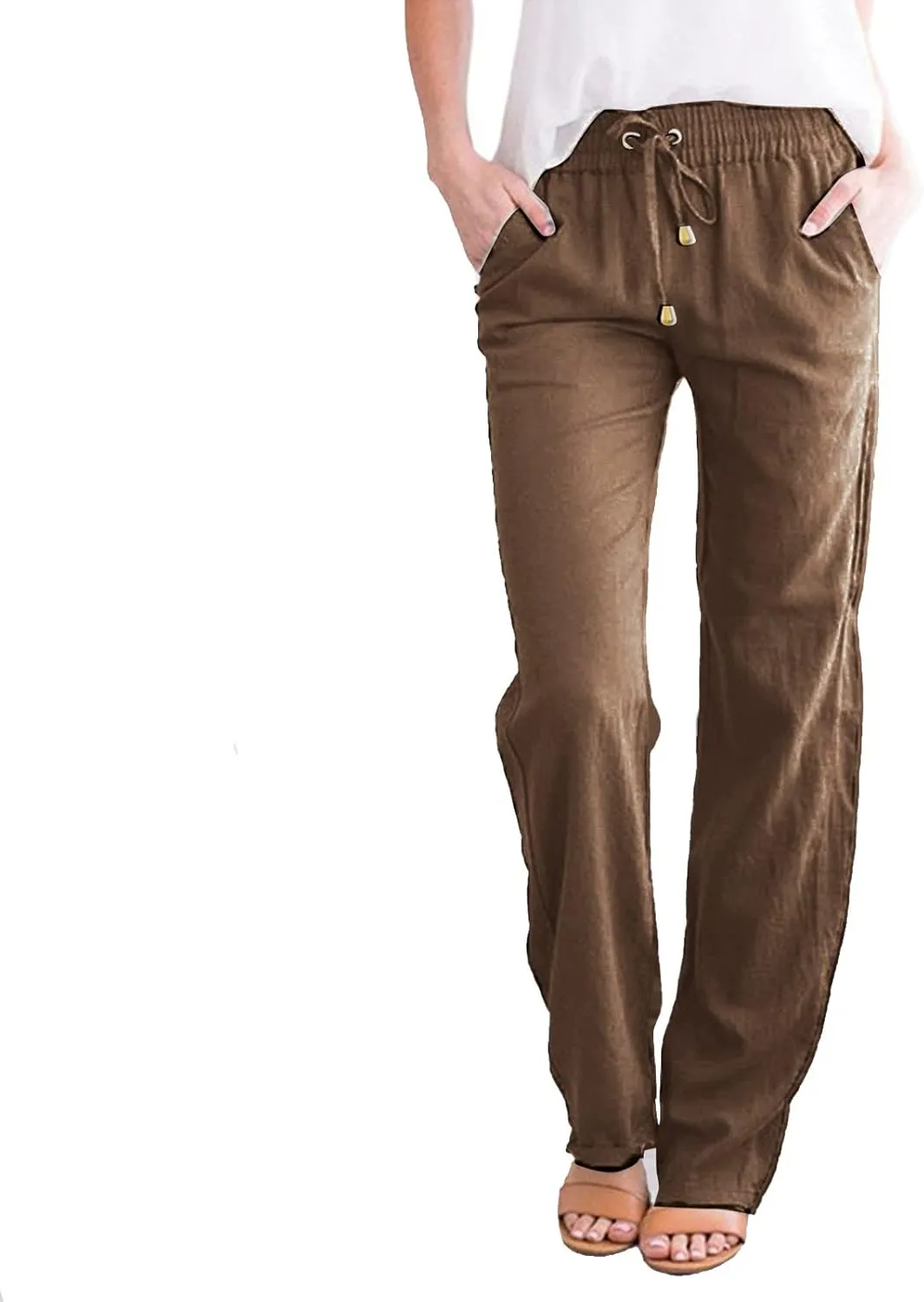 Cargo Pants for Women Winter Fleece Work Palazzo with Pockets Wide Leg High Waisted