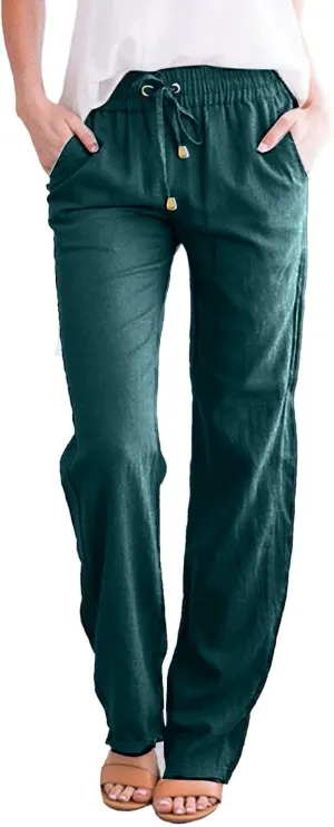 Cargo Pants for Women Winter Fleece Work Palazzo with Pockets Wide Leg High Waisted