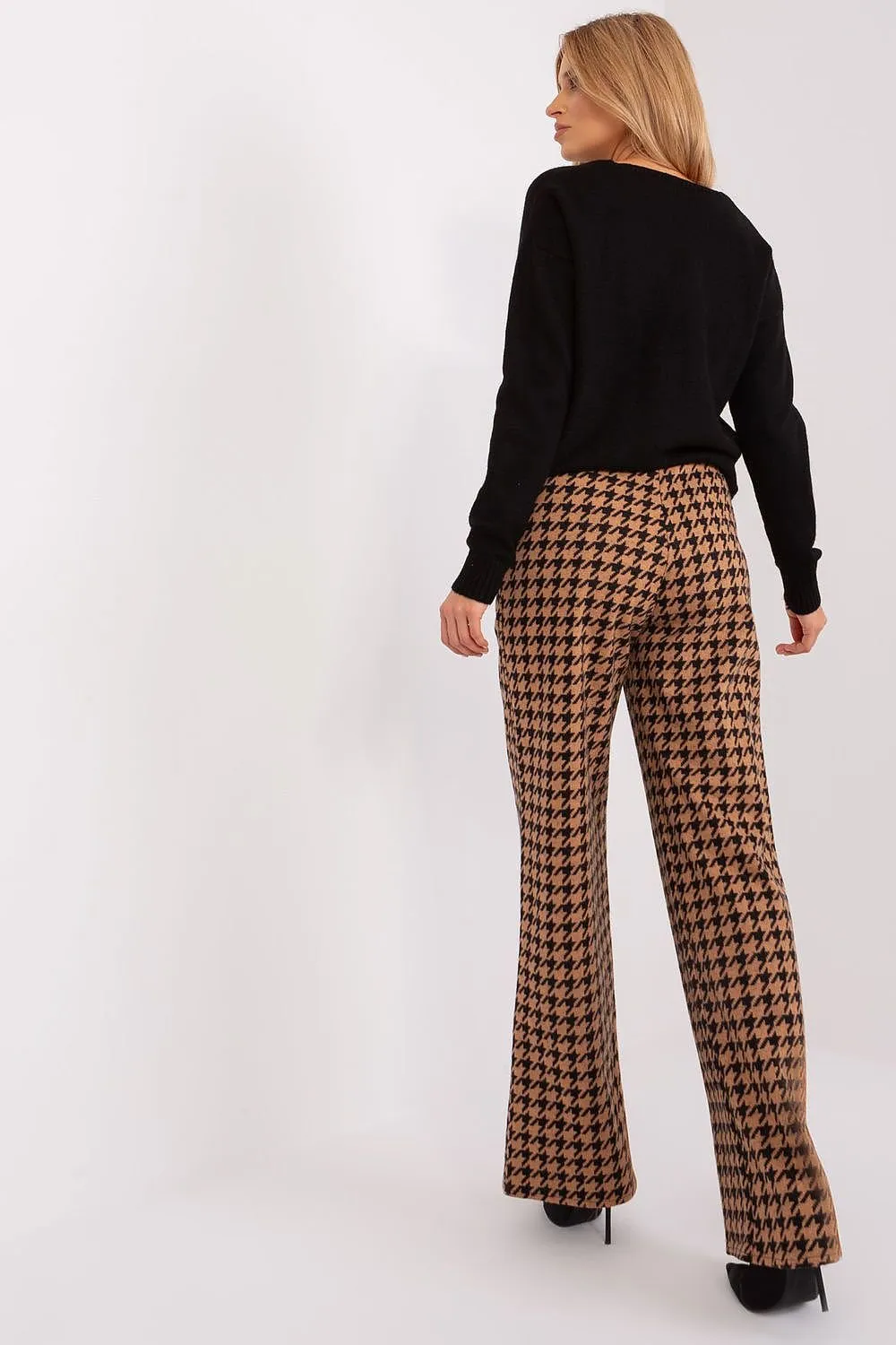 Casual style high-waisted fabric pants