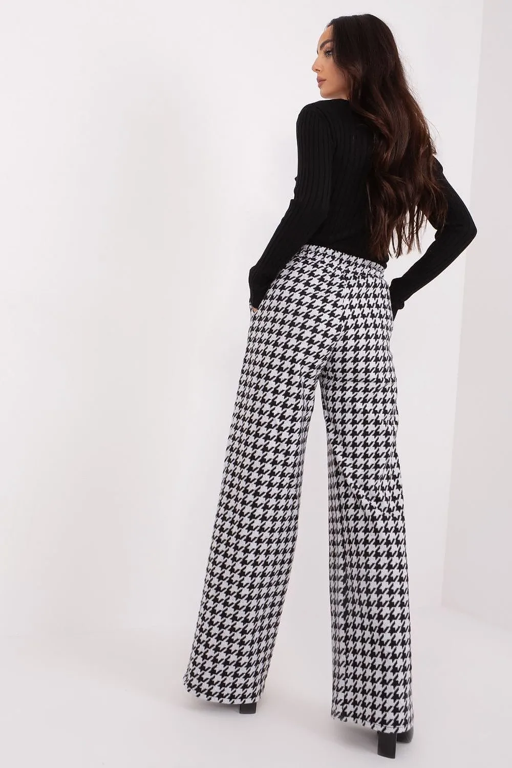 Casual style high-waisted fabric pants