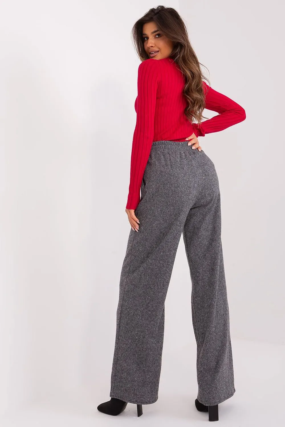 Casual style high-waisted fabric pants