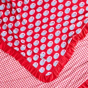 Cece & Watercolor Gingham Ruffled Luxe Patoo Blanket