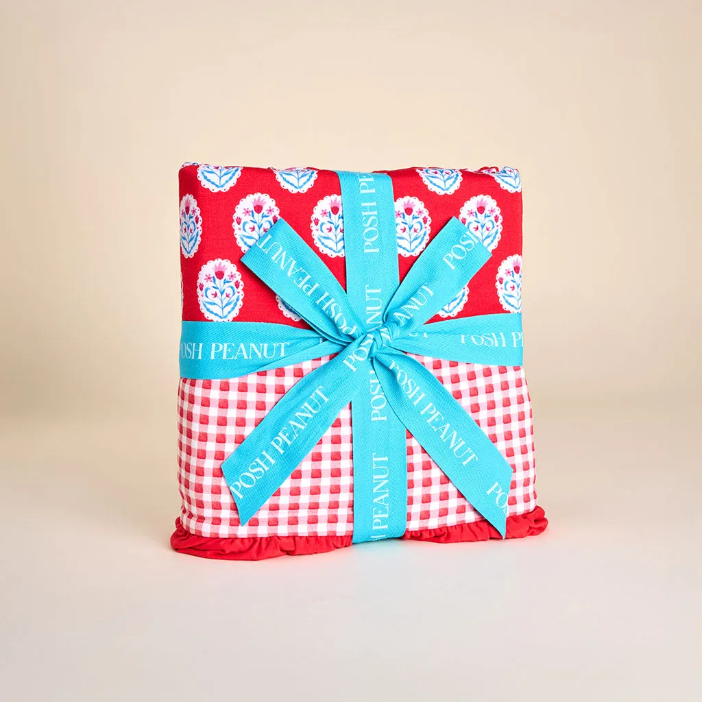 Cece & Watercolor Gingham Ruffled Luxe Patoo Blanket