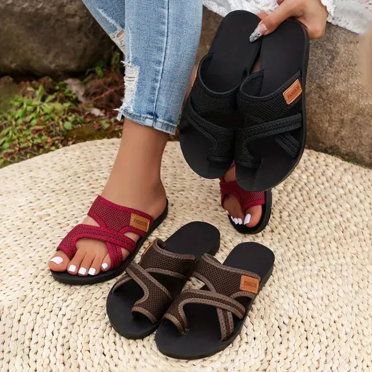 Celia - Perforated mesh slide sandals