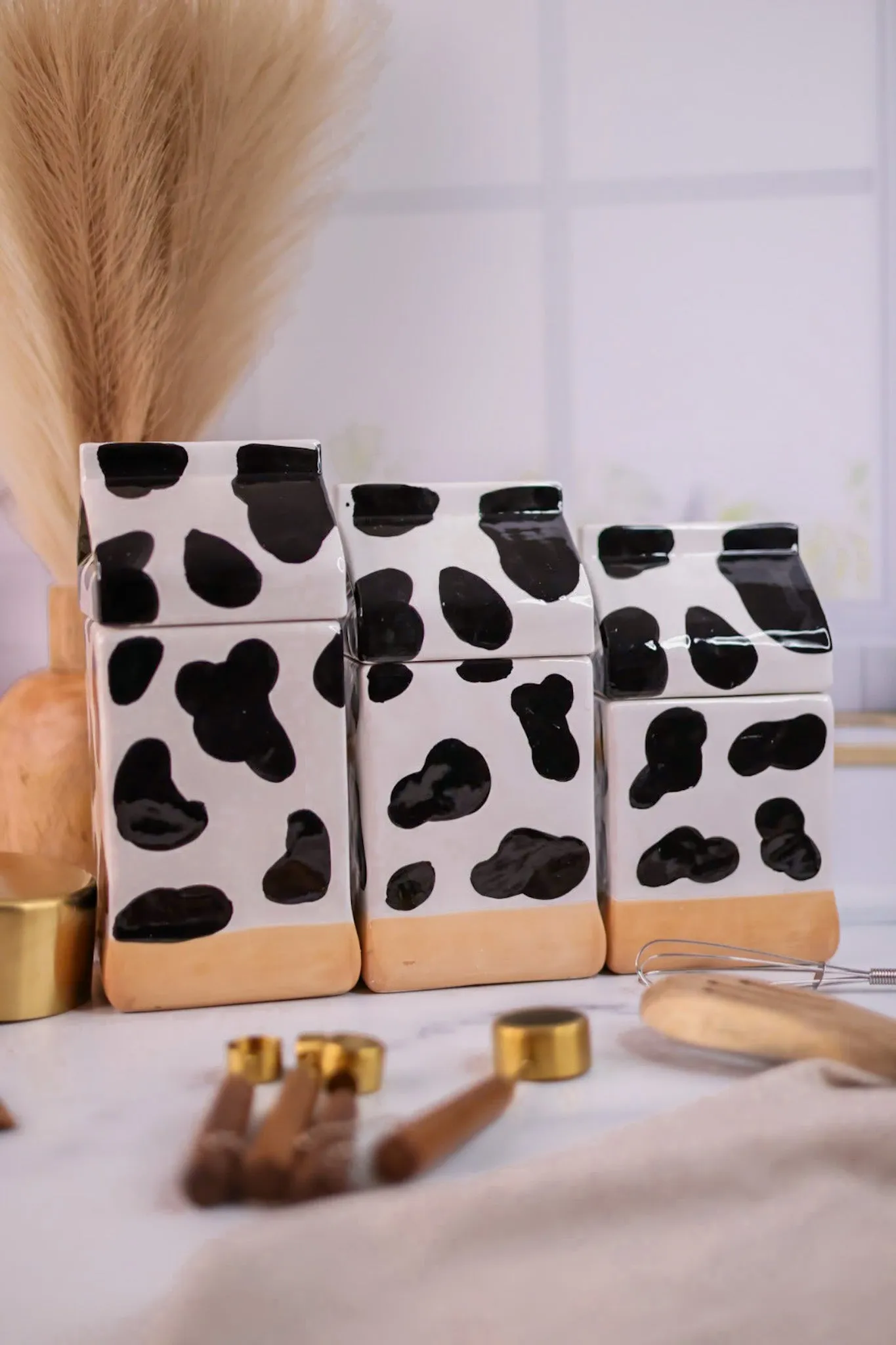 Ceramic Cow Canisters (Set Of Three)
