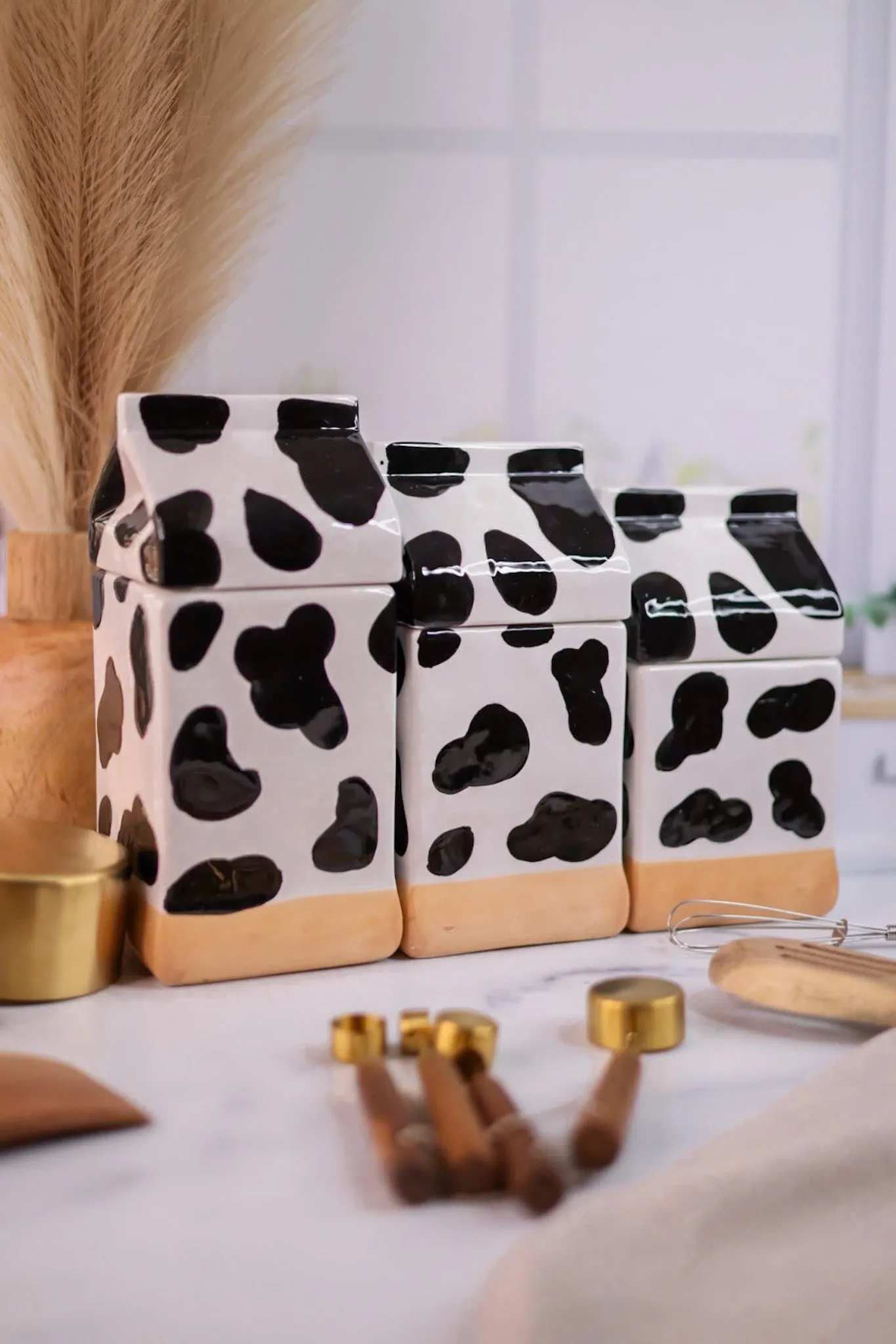 Ceramic Cow Canisters (Set Of Three)
