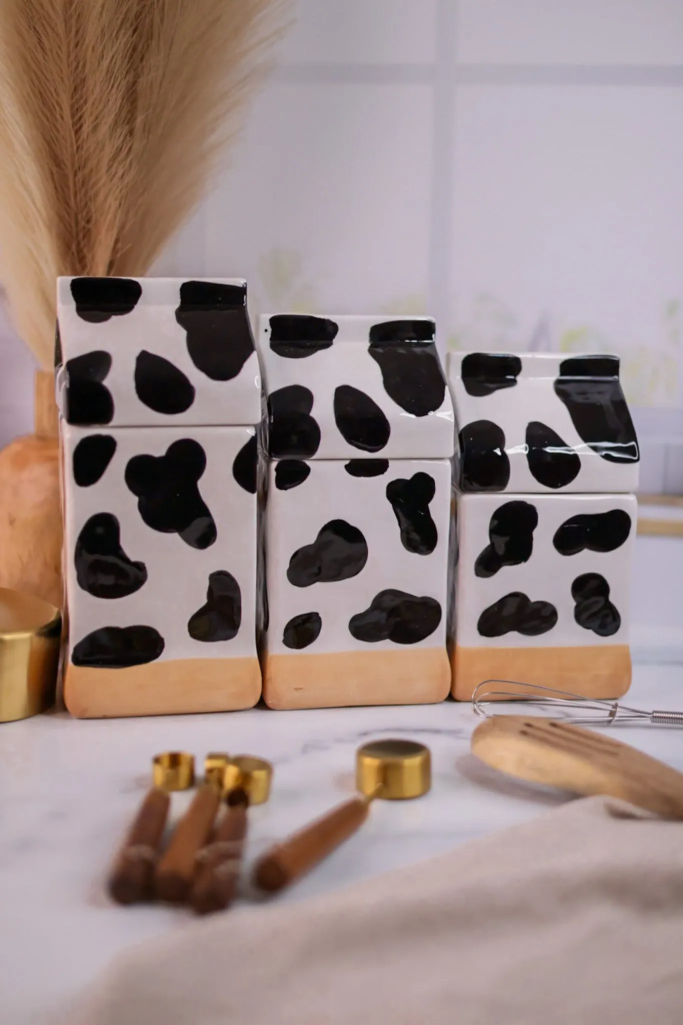 Ceramic Cow Canisters (Set Of Three)