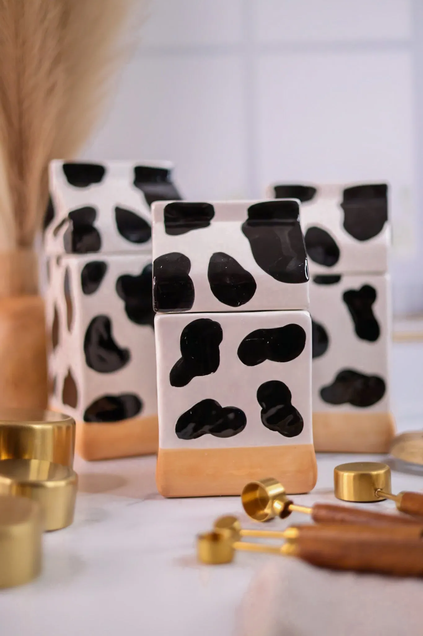 Ceramic Cow Canisters (Set Of Three)