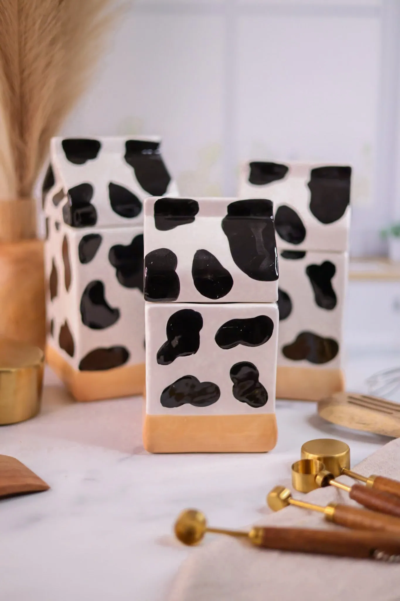 Ceramic Cow Canisters (Set Of Three)