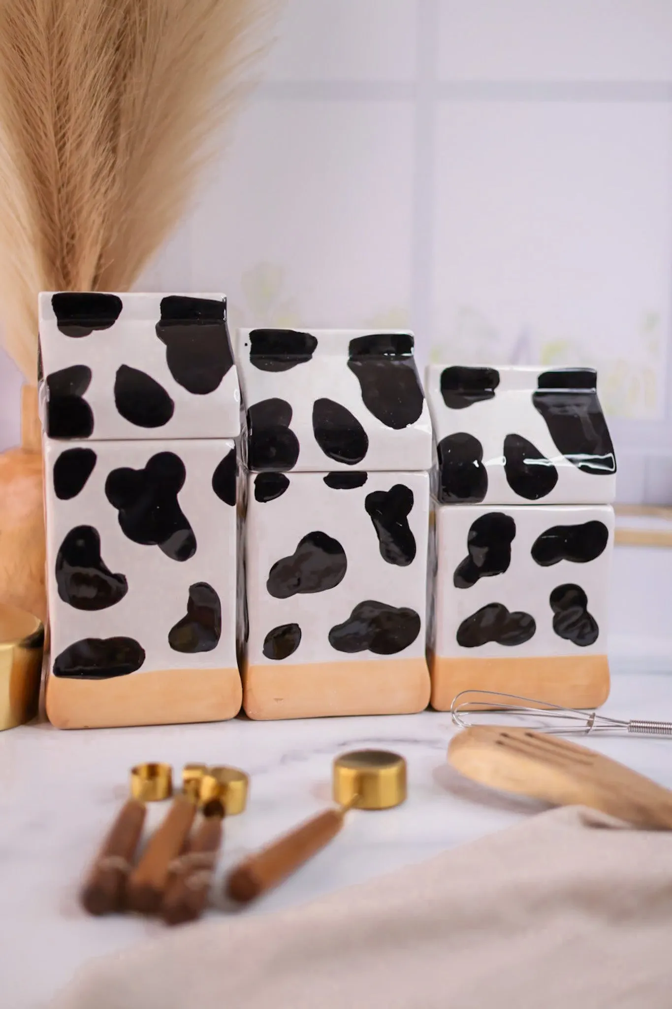 Ceramic Cow Canisters (Set Of Three)