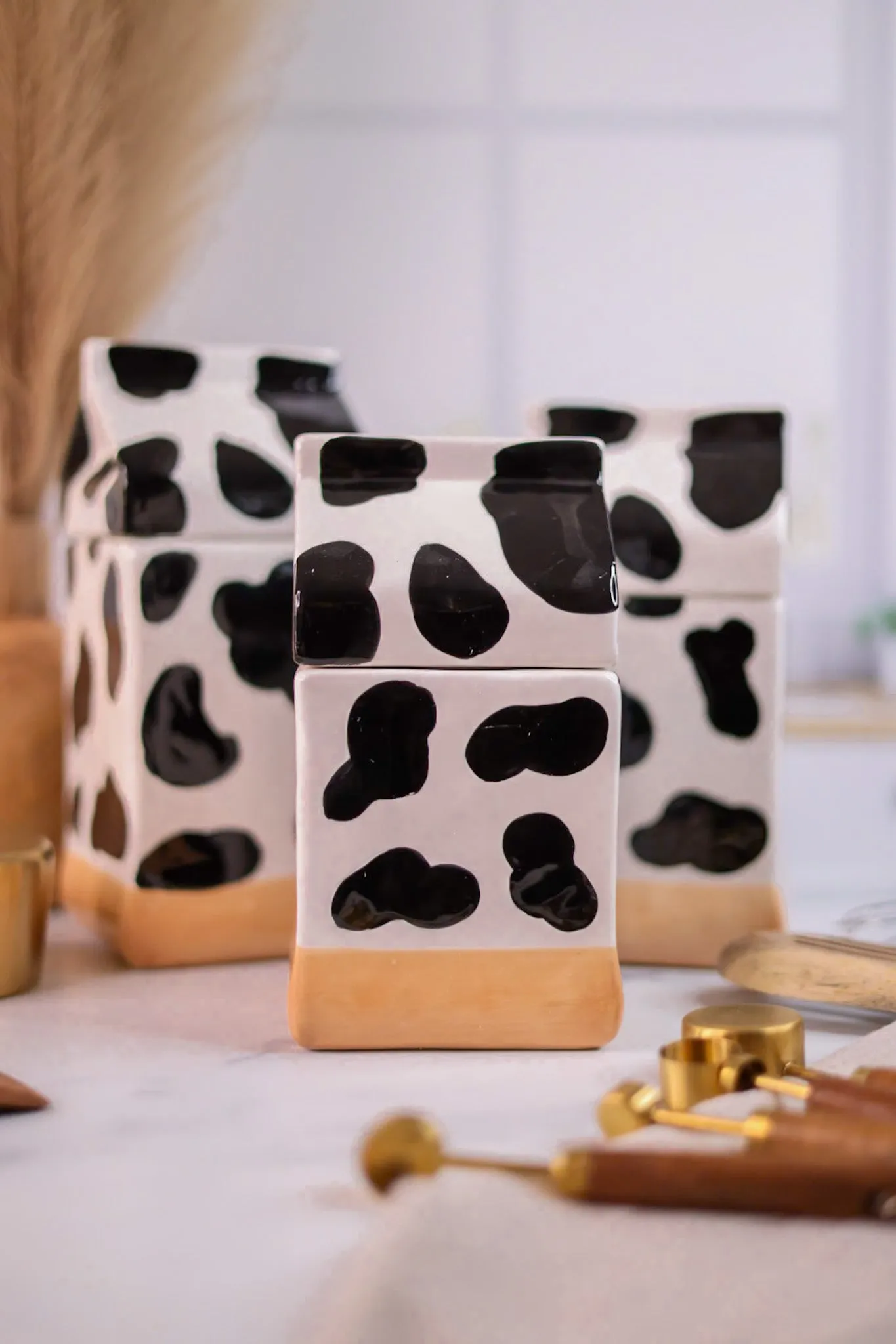 Ceramic Cow Canisters (Set Of Three)