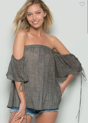 Charcoal off shoulder top
