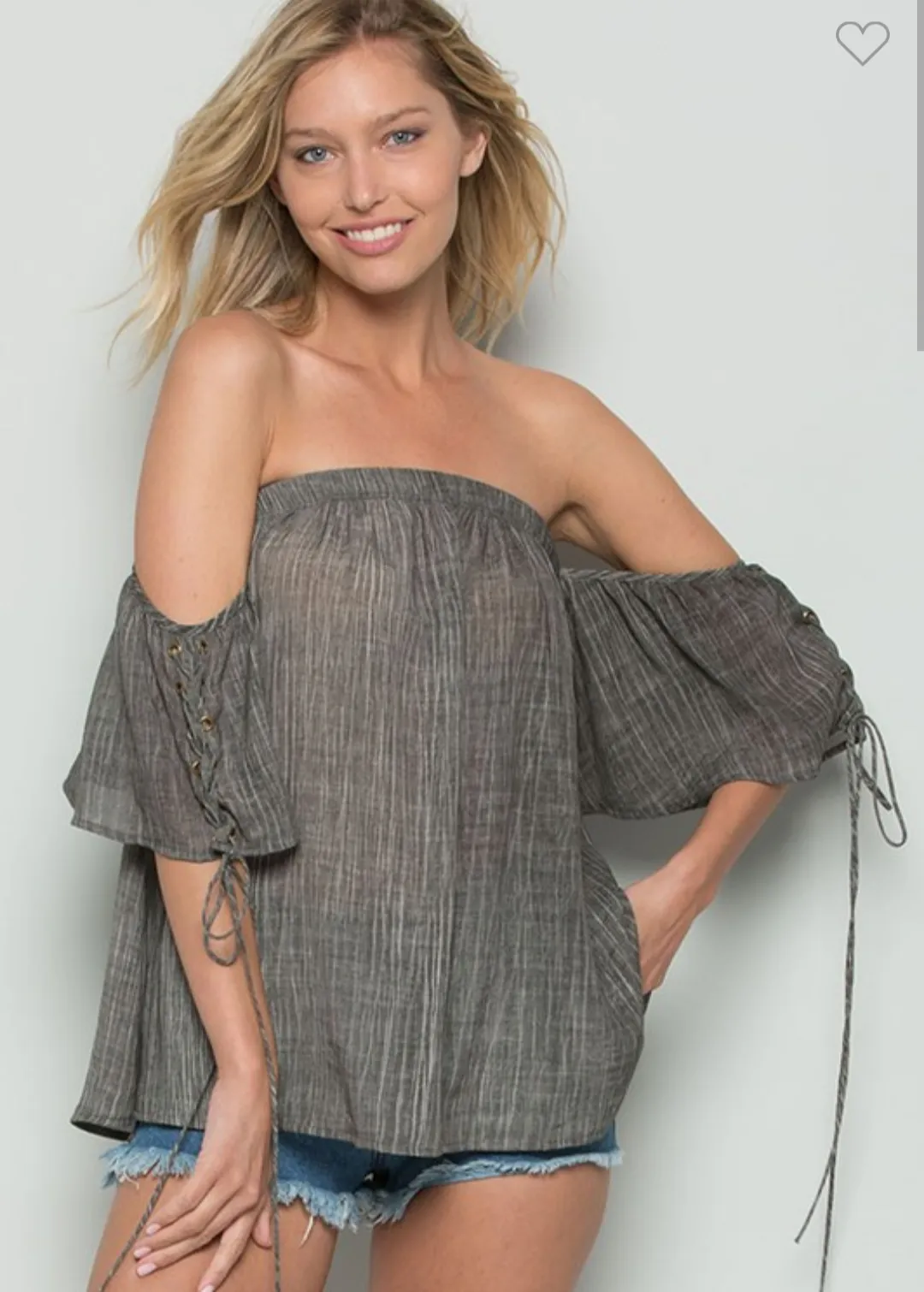 Charcoal off shoulder top