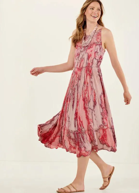 Charlie Paige Marbalized Strappy Tie Dye Dress