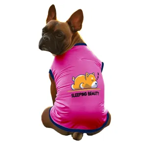 Cheeku Sleeping Beauty Graphic Cotton T Shirt for Dogs and Cats (Fuschia)
