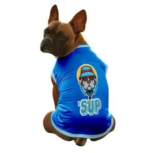 Cheeku SUP Graphic Cotton T Shirt for Dogs and Cats (Blue)