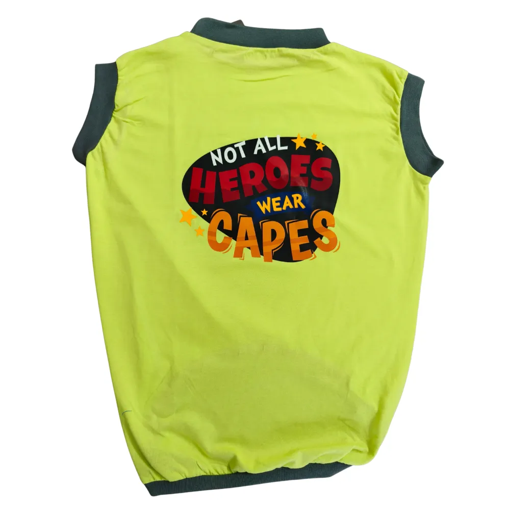 Cheeku Superhero Graphic Cotton T Shirt for Dogs and Cats (Sharp Green)