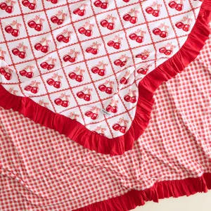 Cheryl & Watercolor Gingham Ruffled Luxe Patoo Blanket