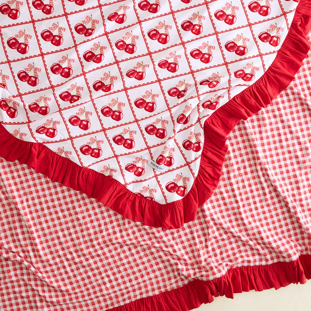 Cheryl & Watercolor Gingham Ruffled Luxe Patoo Blanket