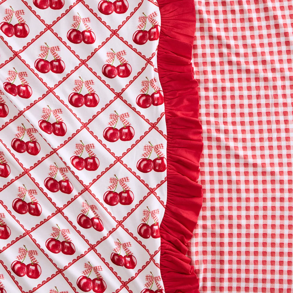 Cheryl & Watercolor Gingham Ruffled Luxe Patoo Blanket