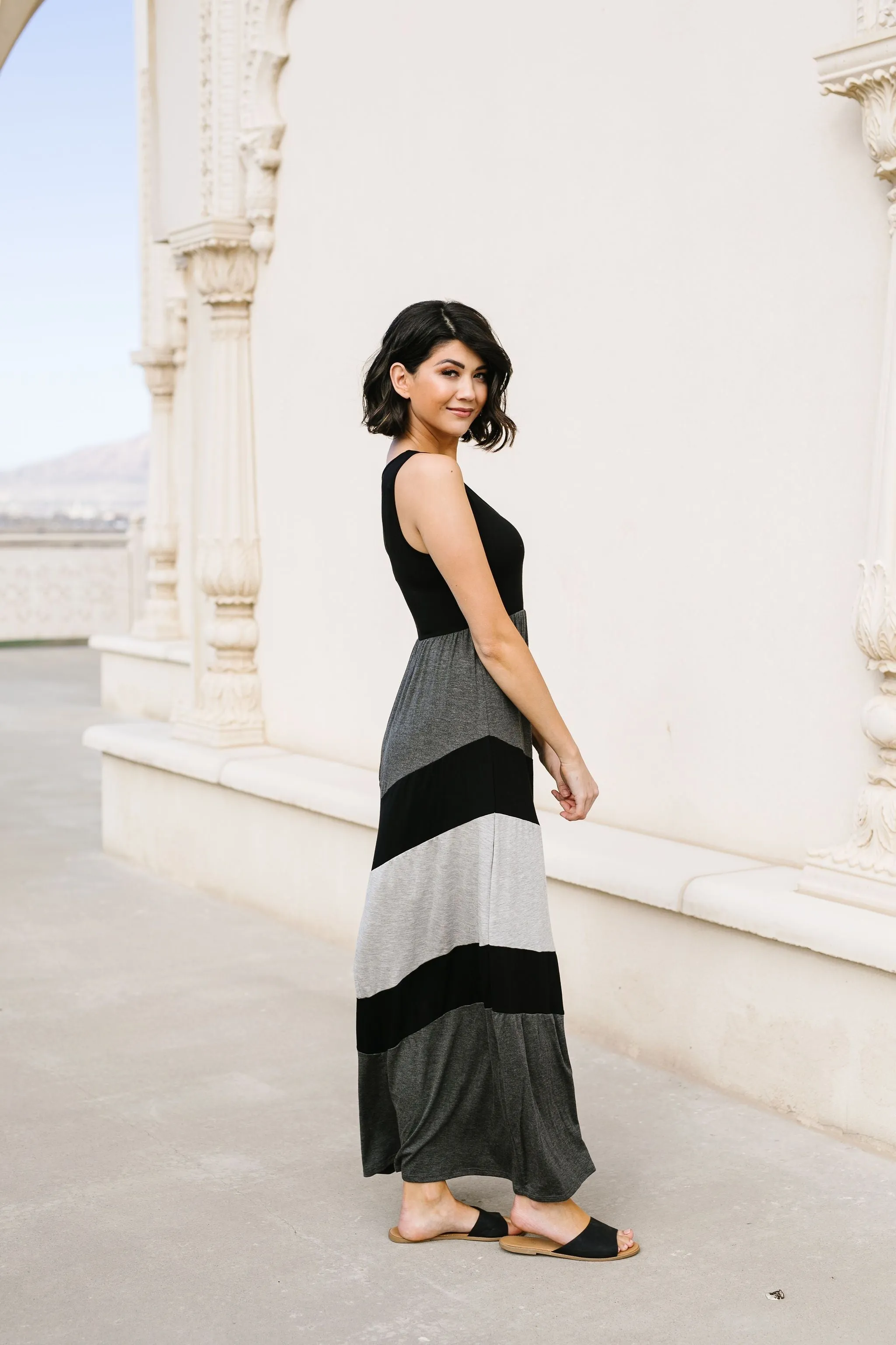 Chevron Skirt Tank Maxi Dress