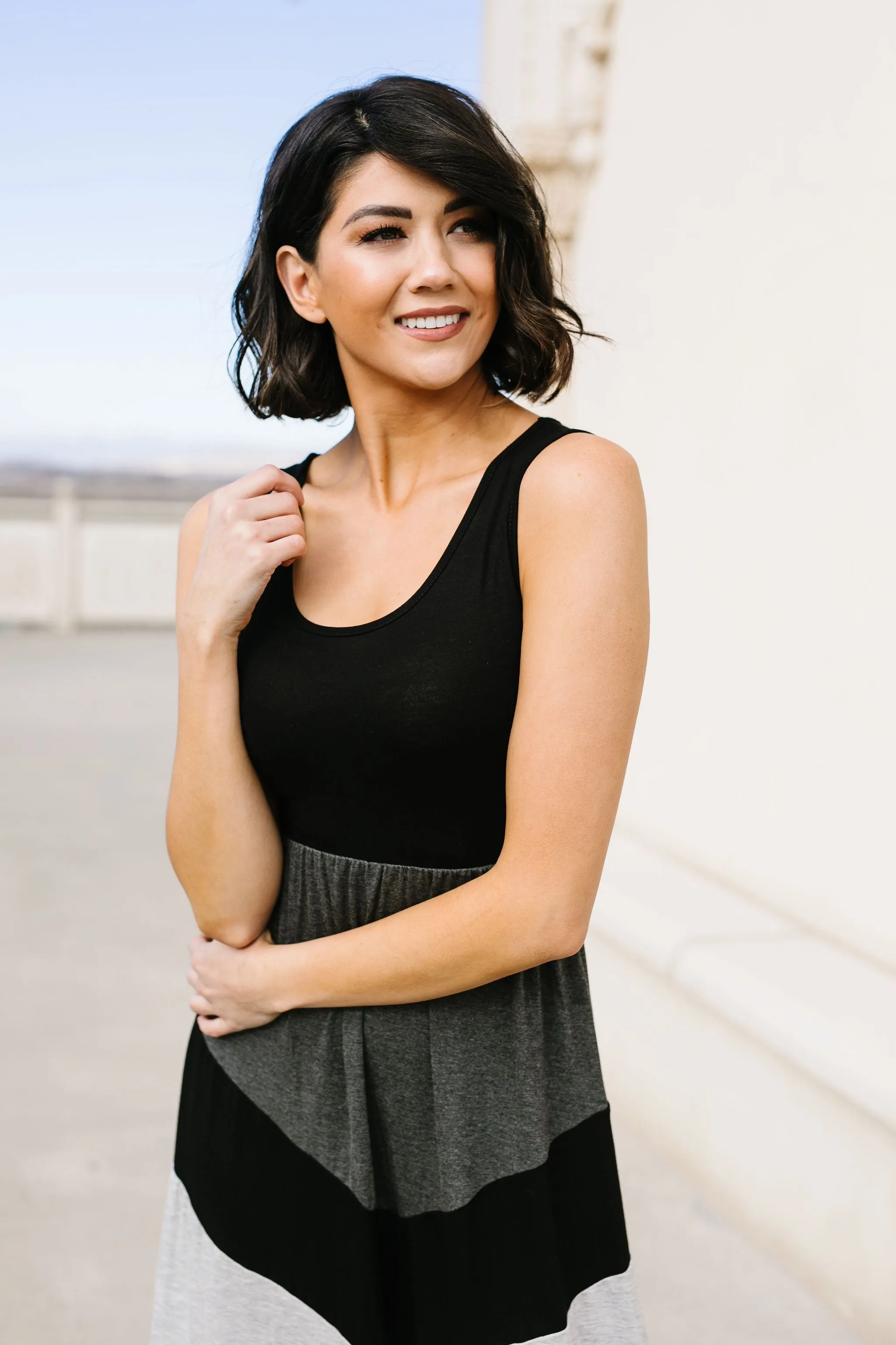 Chevron Skirt Tank Maxi Dress