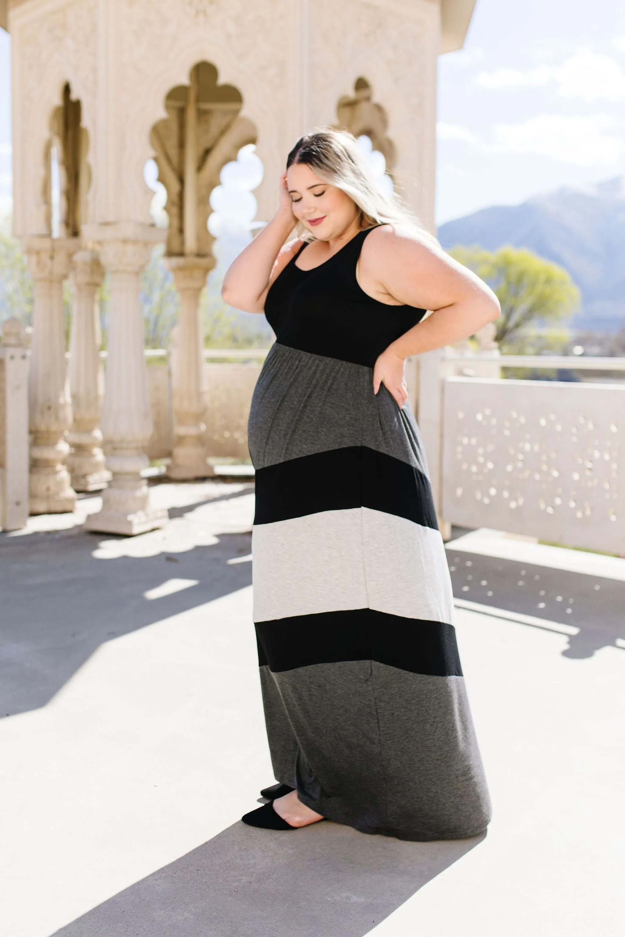 Chevron Skirt Tank Maxi Dress