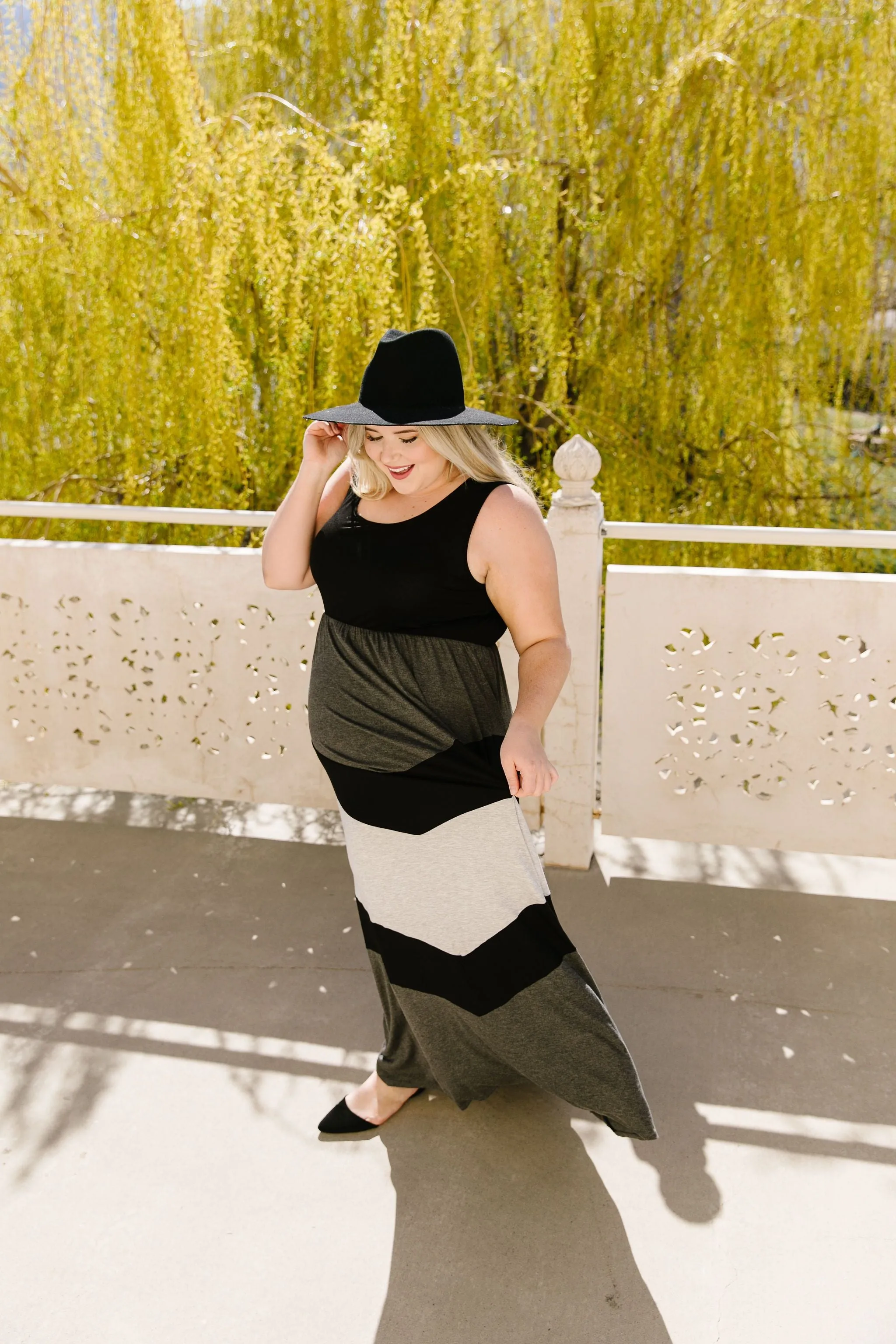 Chevron Skirt Tank Maxi Dress