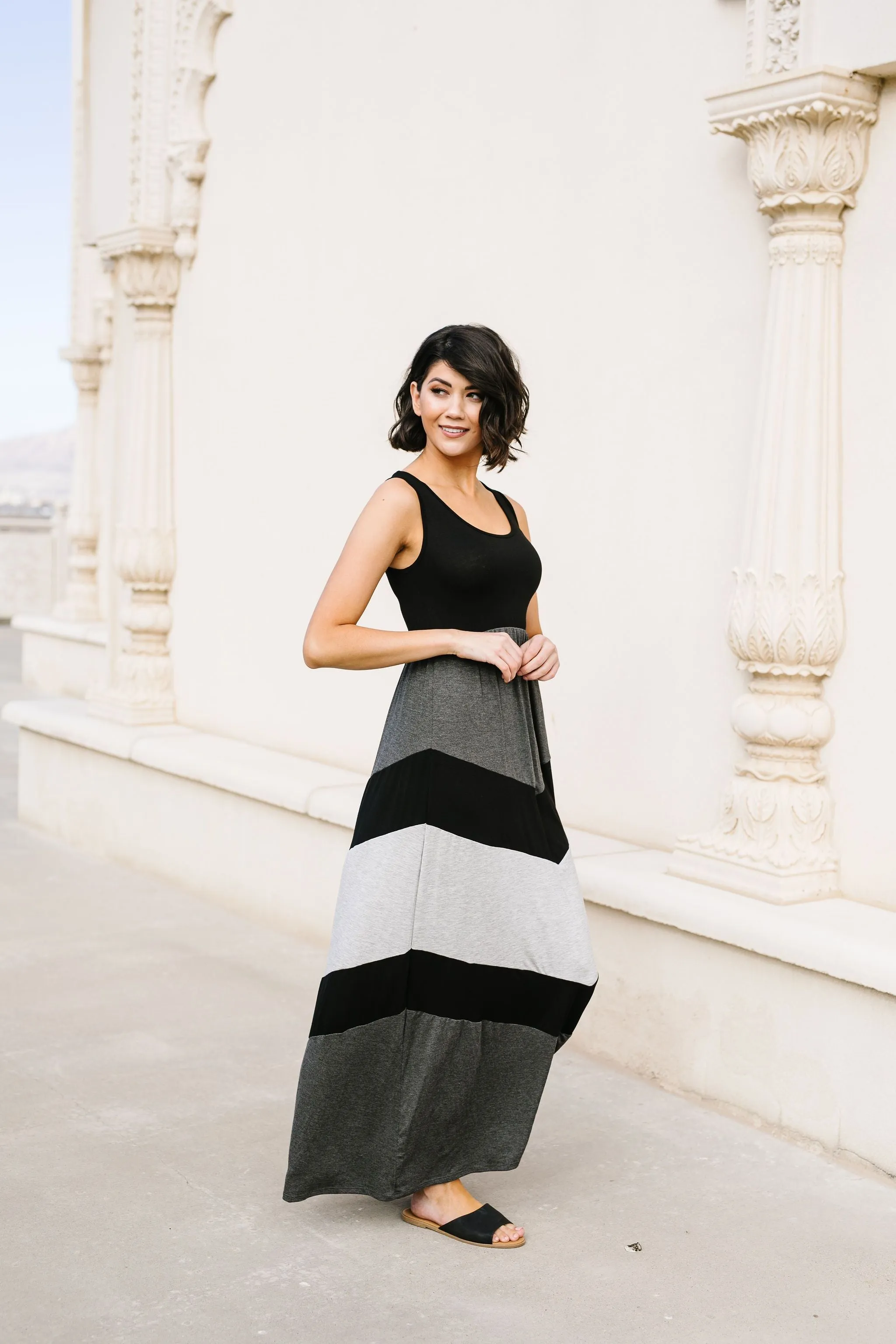 Chevron Skirt Tank Maxi Dress