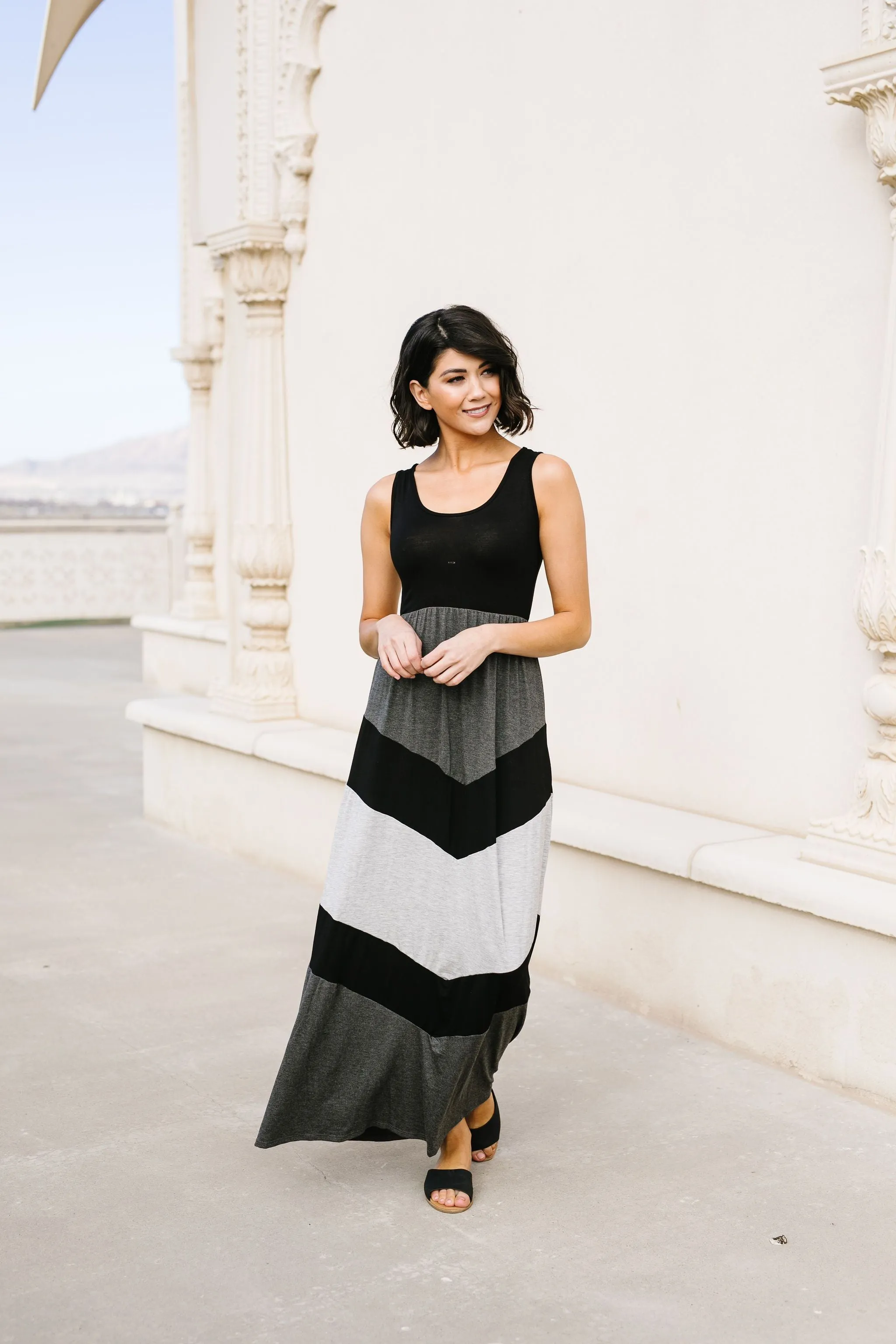 Chevron Skirt Tank Maxi Dress