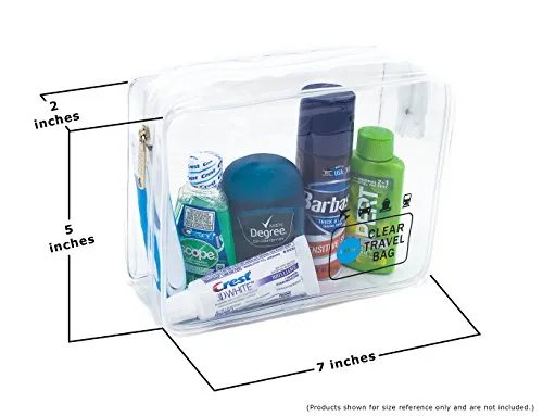 Clear Tsa Approved Carry-On Toiletry Bag Set   4 Leak Proof Refillable Travel Bottles   2 Travel