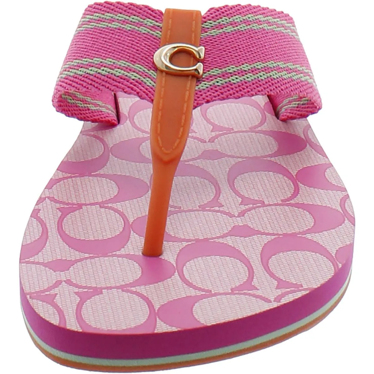 Coach Womens Zoe Webbed Thong Slip On Flip-Flops