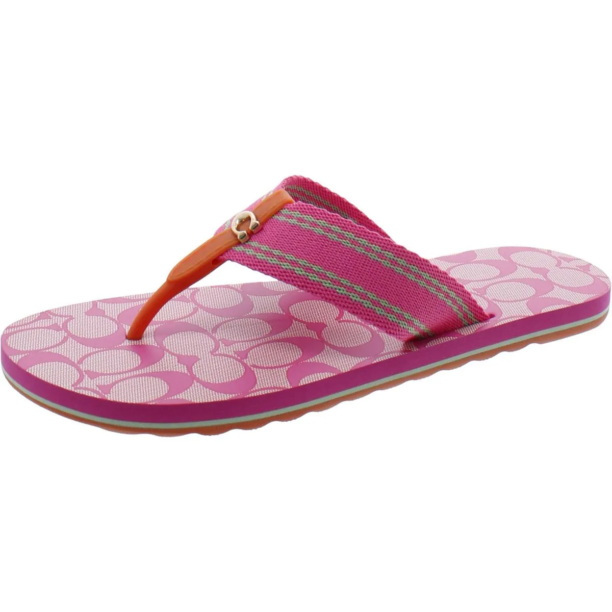 Coach Womens Zoe Webbed Thong Slip On Flip-Flops