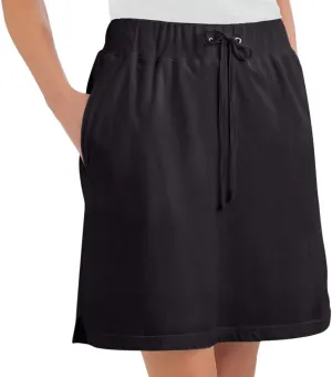 Collections Etc Drawstring Cotton Knit Pull-On Skort with Elastic Waistband - Casual Summer Apparel