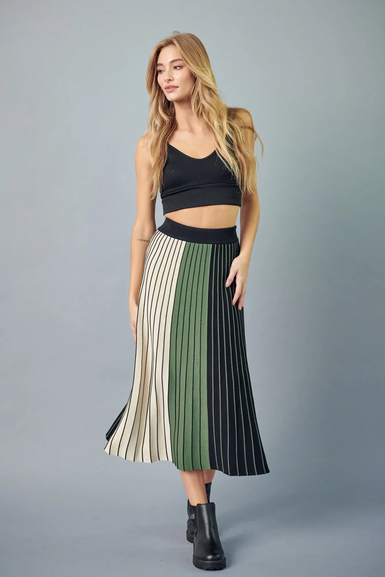 Colorblocked Knit Skirt