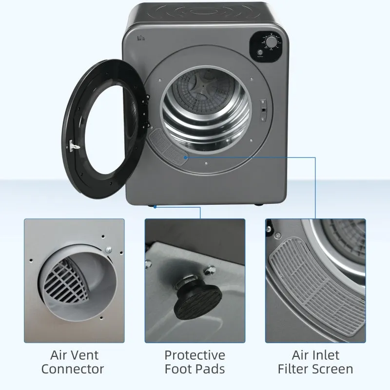 Compact Laundry Dryer 1300W Front Load Electric Dryer - Gray