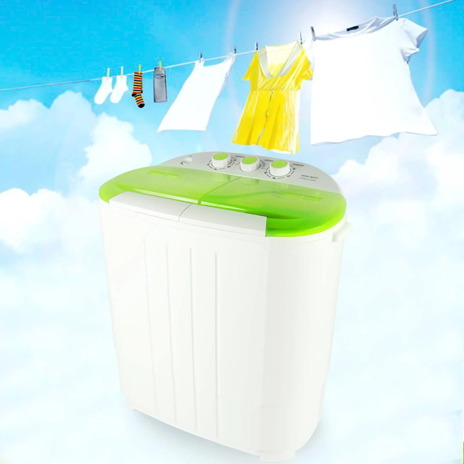 Compact Portable Washing Machine Twin Tub Washer & Dryer