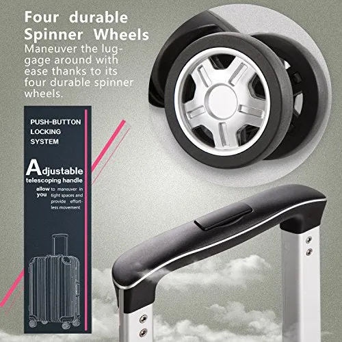 Coolife Luggage Aluminium Frame Suitcase with TSA Lock 100% PC (M(24in), Wine red)