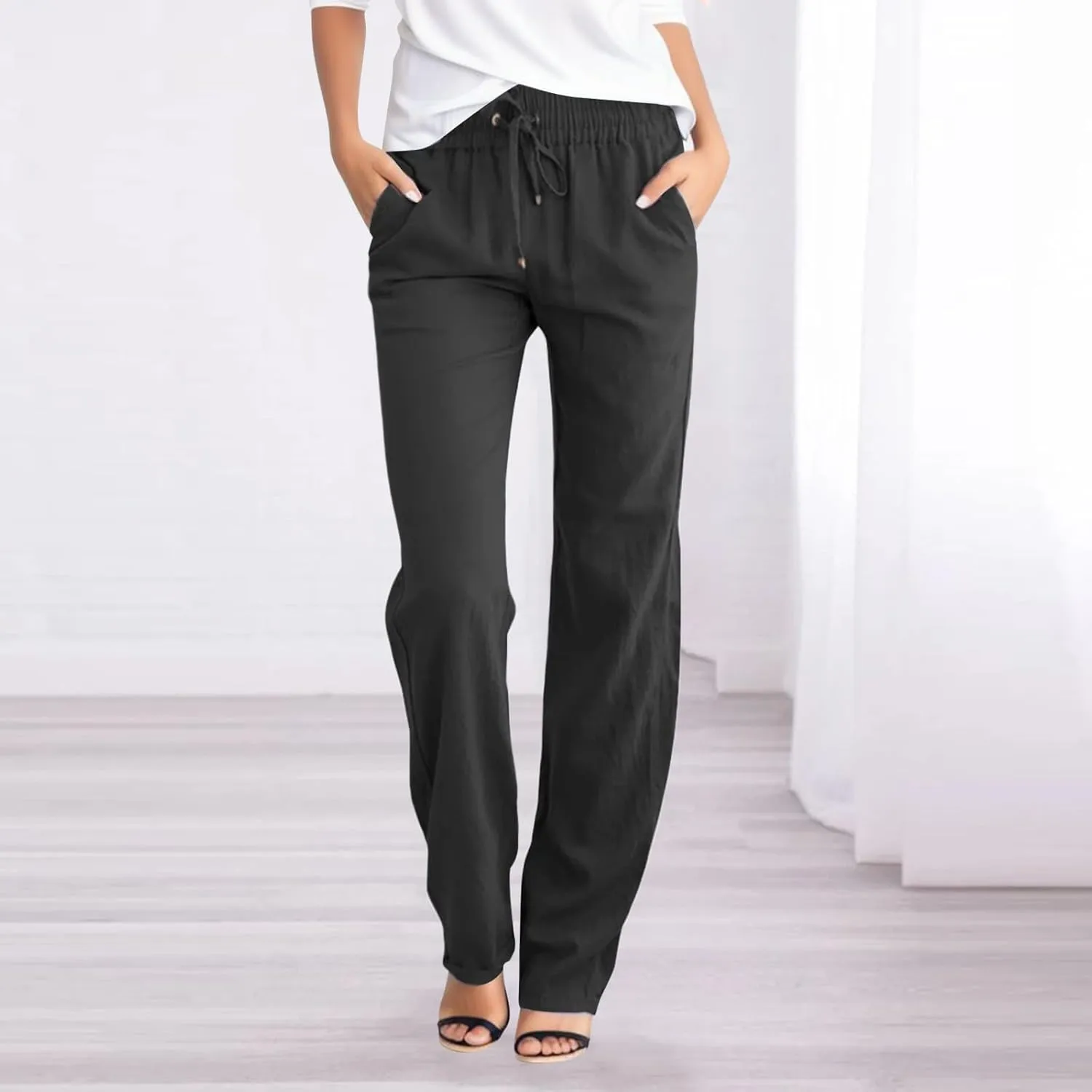 Corduroy Pleated Pants for Women Winter Crochet Sports Capris with Pockets Fleece Lined Water Resistant