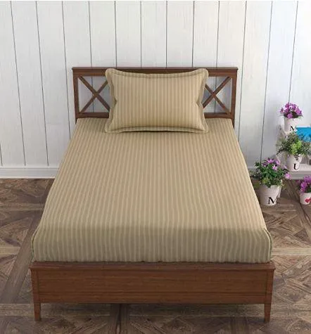 Cotton College/Hostel Bed Sizes Fitted Bedsheet with 1 Pillow Cover(100% Cotton & 200 TC)